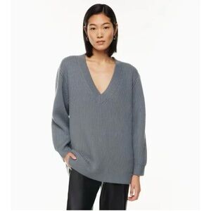 Aritzia Roger oversized v neck sweater charcoal gray